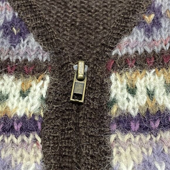 Vintage 90s Koret Fair Isle Sweater Vest Zip-Up Women’s Medium Mohair Blend - Picture 4 of 8